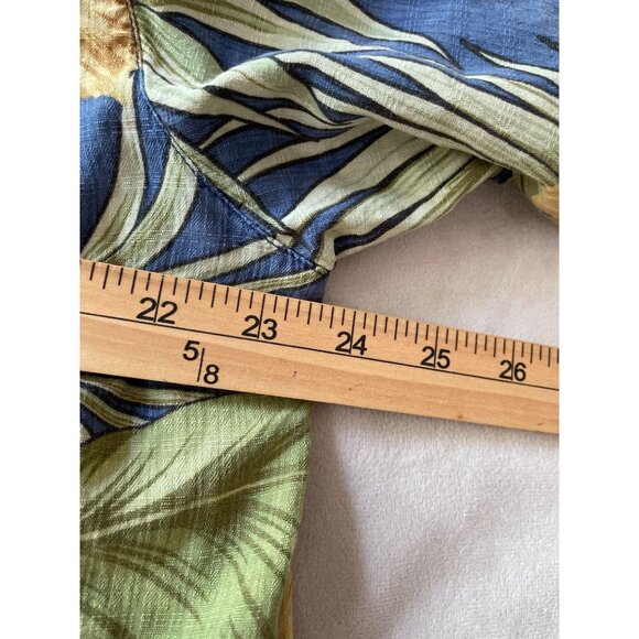 Bermuda Bay XL Tropical Hawaiian Shirt Blue With Orange & Green Floral Design 10 - Picture 3 of 9